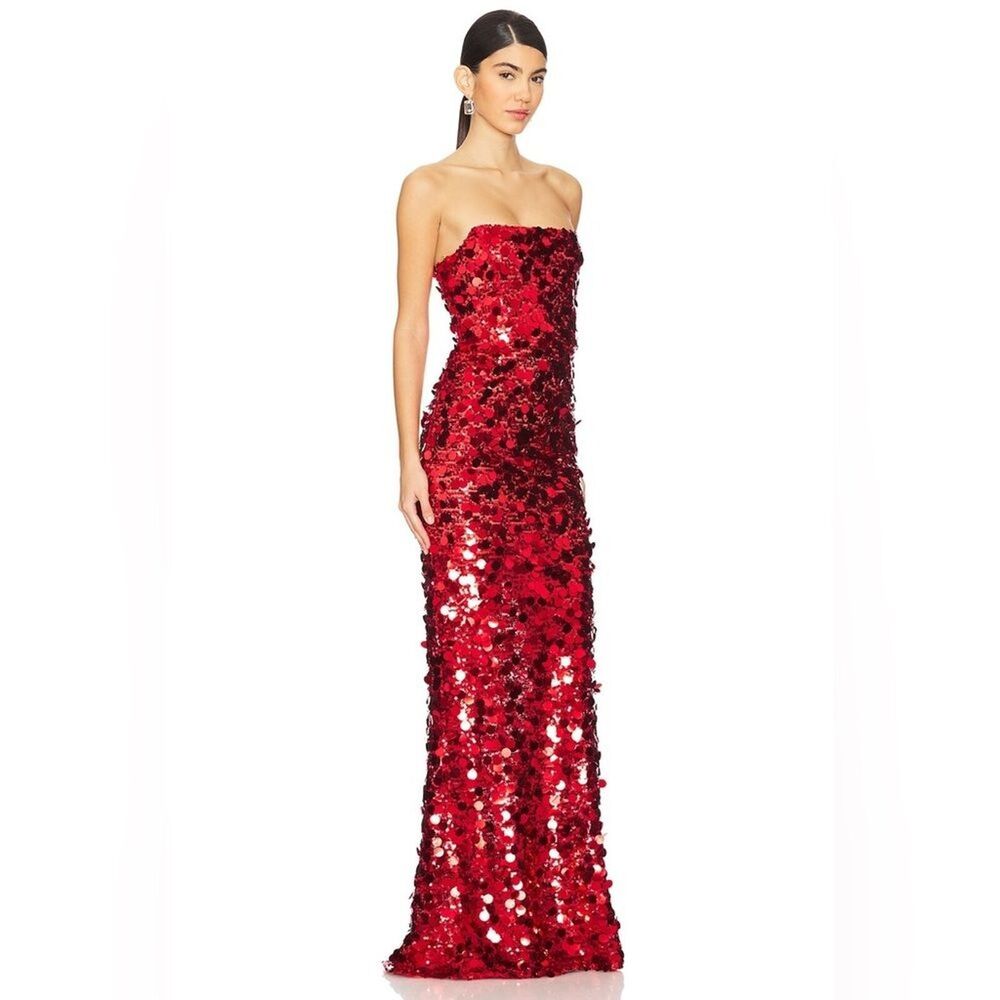 NWOT BRONX AND BANCO FARAH RED STRAPLESS GOWN - Picture 9 of 15